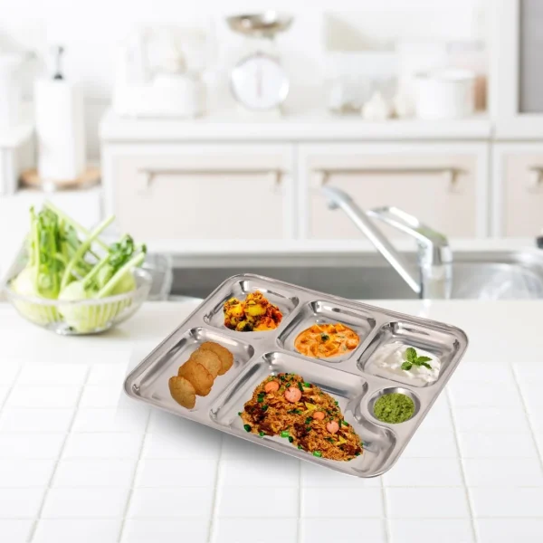 Desidine Premium Stainless Steel 6 In One Bhojan Thal Set Of 4 - Image 8