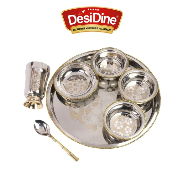 Desidine Stainless Steel Floral Thal Set 7 Piece Set - Image 6