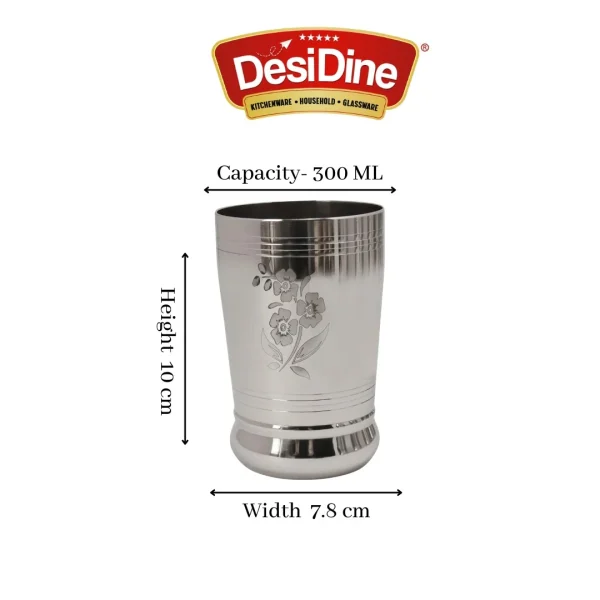 DESIDINE Steel Water Glasses with Laser Flower Design - Image 5