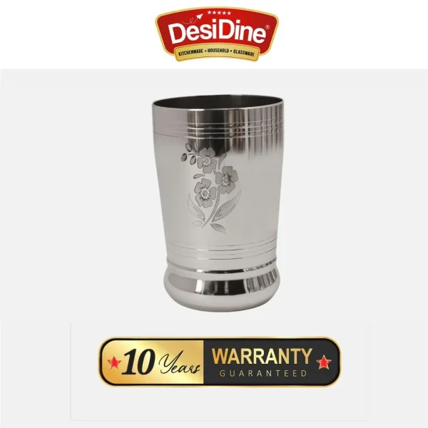 DESIDINE Steel Water Glasses with Laser Flower Design - Image 6
