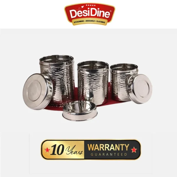 DesiDine Stainless Steel Hammered Dabba Sets - Image 4