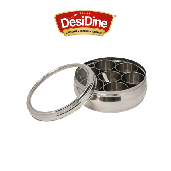Desidine Stainless Steel Belly Shape Masala Box with Lid