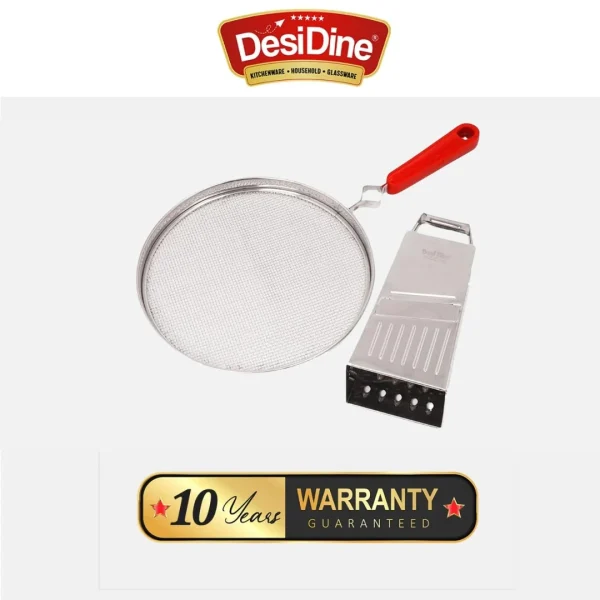 DesiDine Multi-Purpose Combo, Stainless Steel 9-inch Mesh Jali, 5 in 1 Slicers/Grater Set of 2 pc - Image 5