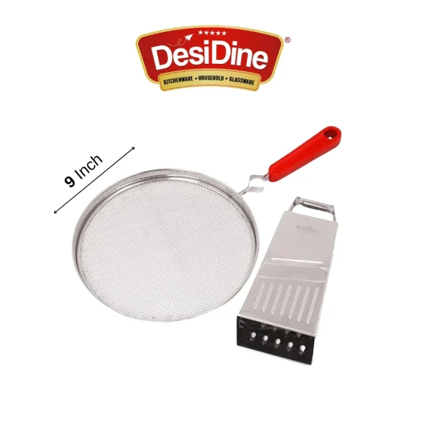 DesiDine Multi-Purpose Combo, Stainless Steel 9-inch Mesh Jali, 5 in 1 Slicers/Grater Set of 2 pc - Image 4