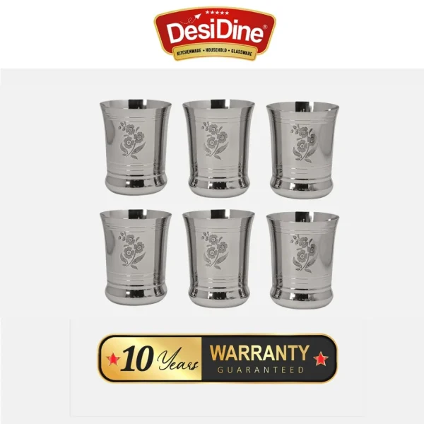 DesiDine Stainless Steel Serving Glasses Unbreakable Drinking Glass Set Water/Juice Glass - Image 5