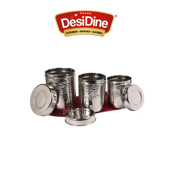 DesiDine Stainless Steel Hammered Dabba Sets