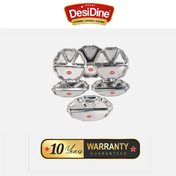 DESIDINE Stainless Steel Rimhjhim 4 in 1 Dinner Plate/Bhojan Thal - Image 5