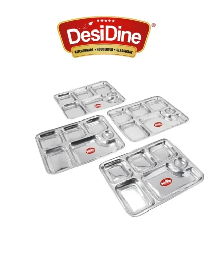 Desidine Premium Stainless Steel 6 In One Bhojan Thal Set Of 4