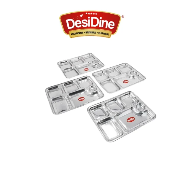 Desidine Premium Stainless Steel 6 In One Bhojan Thal Set Of 4
