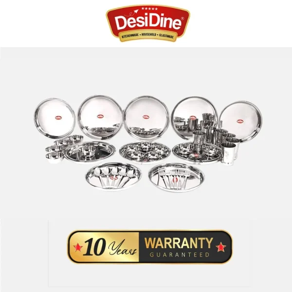 DesiDine Stainless Steel Regal Heavy Material Round Dinner Set/42 pcs - Image 2