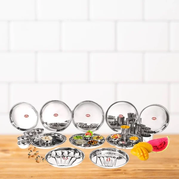 DesiDine Stainless Steel Regal Heavy Material Round Dinner Set/42 pcs - Image 3