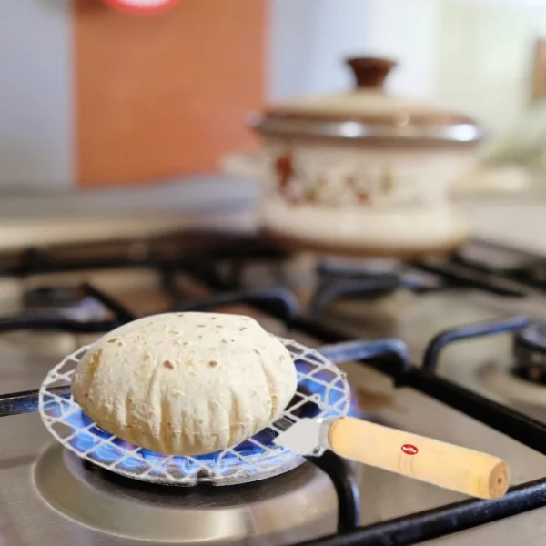 Round Wooden Handle Papad Roaster Jali - Image 3