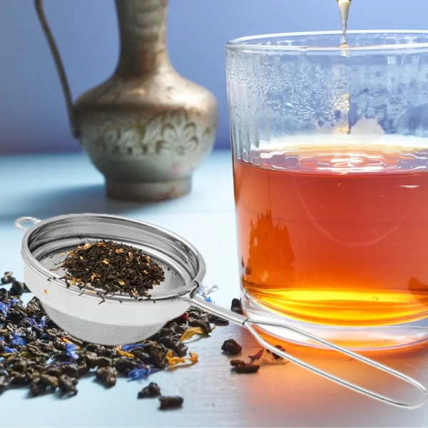 Stainless Steel Food Grade Round Tea and Coffee Strainer, Double Net Strong Mesh Jali - Image 3