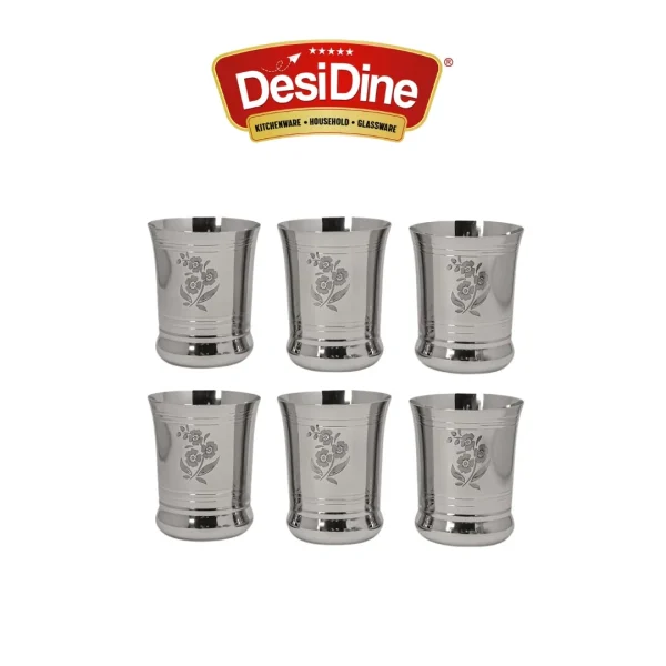 DesiDine Stainless Steel Serving Glasses Unbreakable Drinking Glass Set Water/Juice Glass - Image 6