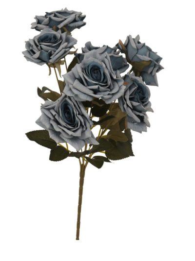 Dusty Blue French Rose Stem Blue Artificial Flowers