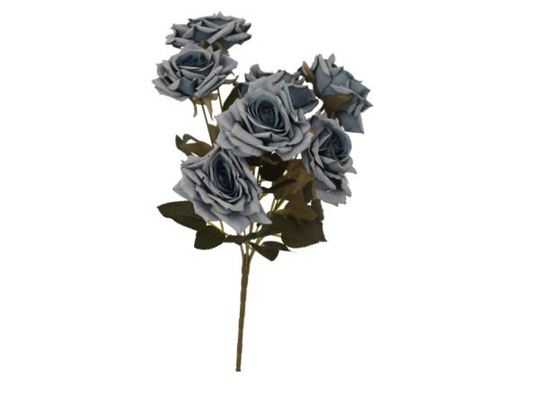 Dusty Blue French Rose Stem Blue Artificial Flowers